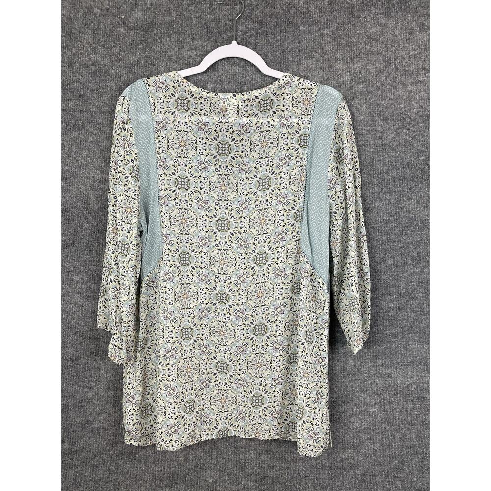 J. Jill Paisley Boho Chalk Blues Peasant Top Size L Rayon Boho Lightweight Airy - Picture 7 of 10